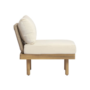 English Elm Acacia Wood Outdoor Lounge Chair with Rope Woven Back and Fade Resistant Cushions N768P395020L