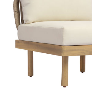 English Elm Acacia Wood Outdoor Lounge Chair with Rope Woven Back and Fade Resistant Cushions N768P395020L