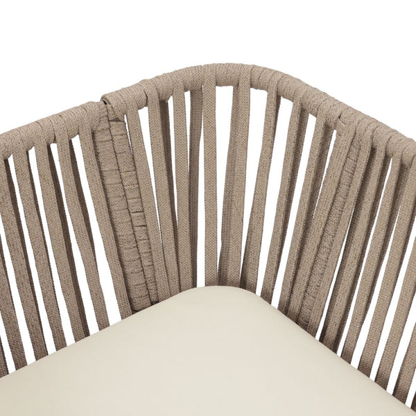English Elm Acacia Wood Modular Corner Chair Rope Woven Back Outdoor Patio Lounge Seat N768P395021L