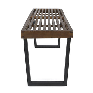 English Elm Joa Acacia Wood Slat Outdoor Dining Bench with Powder Coated Iron Legs Modern N768P403945B
