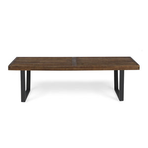 English Elm Joa Acacia Wood Slat Outdoor Dining Bench with Powder Coated Iron Legs Modern N768P403945B