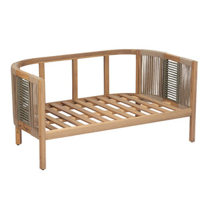 English Elm Outdoor Acacia Wood Loveseat Set with Two Tier Coffee Table Woven Rope Accents N768P410678N