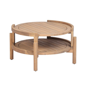 English Elm Outdoor Acacia Wood Loveseat Set with Two Tier Coffee Table Woven Rope Accents N768P410678N