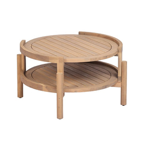 English Elm Outdoor Acacia Wood Loveseat Set with Two Tier Coffee Table Woven Rope Accents N768P410678N
