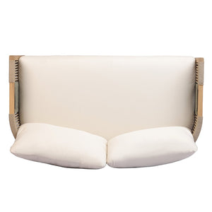 English Elm Outdoor Acacia Wood Loveseat Set with Two Tier Coffee Table Woven Rope Accents N768P410678N