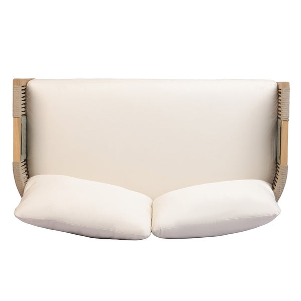English Elm Outdoor Acacia Wood Loveseat Set with Two Tier Coffee Table Woven Rope Accents N768P410678N
