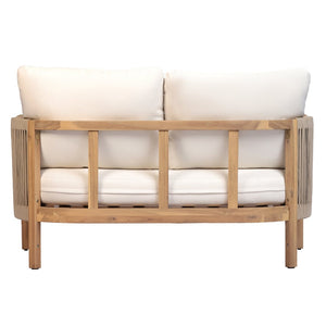English Elm Outdoor Acacia Wood Loveseat Set with Two Tier Coffee Table Woven Rope Accents N768P410678N