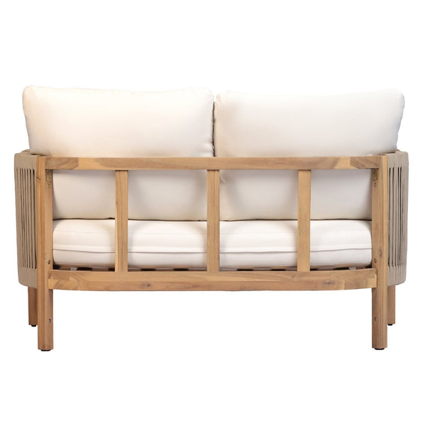 English Elm Outdoor Acacia Wood Loveseat Set with Two Tier Coffee Table Woven Rope Accents N768P410678N