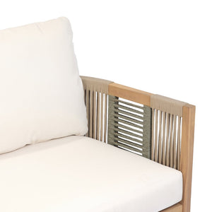 English Elm Outdoor Acacia Wood Loveseat Set with Two Tier Coffee Table Woven Rope Accents N768P410678N