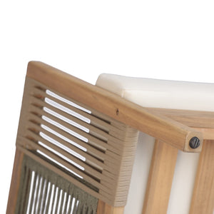 English Elm Outdoor Acacia Wood Club Chair with Woven Rope Panels and Teak Finish Patio Seating N768P410679N