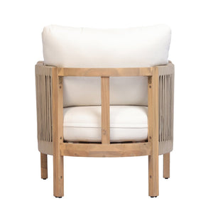 English Elm Outdoor Acacia Wood Club Chair with Woven Rope Panels and Teak Finish Patio Seating N768P410679N
