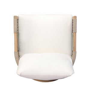 English Elm Outdoor Acacia Wood Club Chair with Woven Rope Panels and Teak Finish Patio Seating N768P410679N