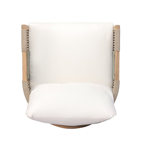 English Elm Outdoor Acacia Wood Club Chair with Woven Rope Panels and Teak Finish Patio Seating N768P410679N