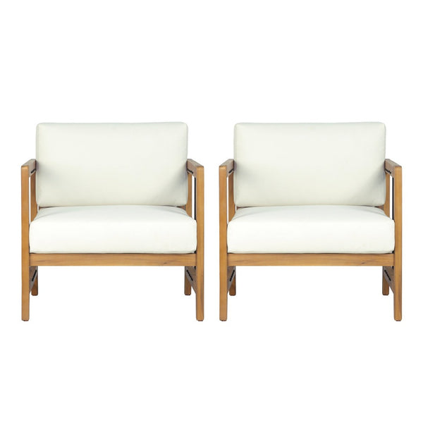English Elm Acacia Wood Outdoor Armchair Set with Hand-Woven Rope Detailing and Thick Cushions N768P410983L_2