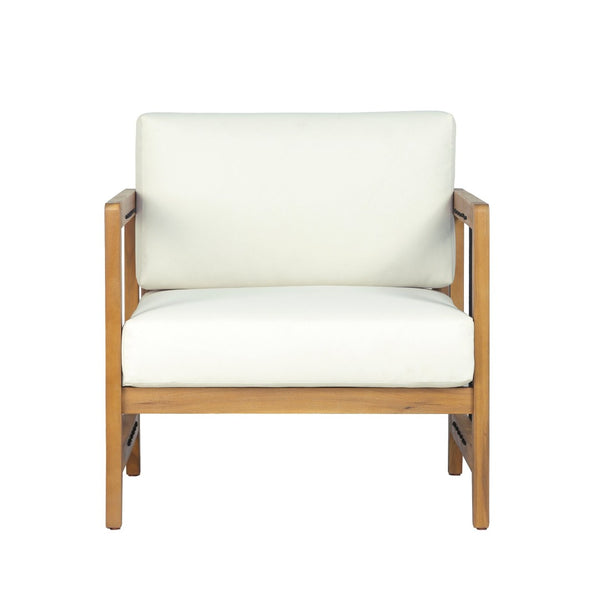 English Elm Acacia Wood Outdoor Armchair Set with Hand-Woven Rope Detailing and Thick Cushions N768P410983L_2
