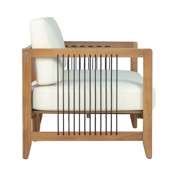 English Elm Acacia Wood Patio Loveseat Handwoven Rope Teak Finish Outdoor 2 Seat Sofa N768P410984L