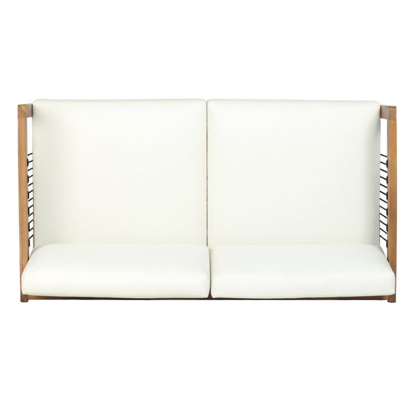 English Elm Acacia Wood Patio Loveseat Handwoven Rope Teak Finish Outdoor 2 Seat Sofa N768P410984L
