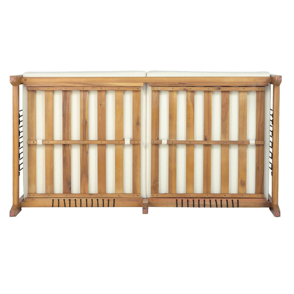 English Elm Acacia Wood Patio Loveseat Handwoven Rope Teak Finish Outdoor 2 Seat Sofa N768P410984L