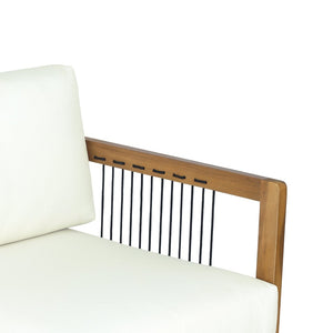 English Elm 2-piece Acacia Teak Outdoor Loveseat Set with Woven Rope Detail and Coffee Table N768P410984L_N768P410982L