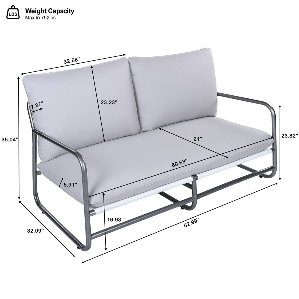 English Elm Outdoor Powder-coated Aluminum Loveseat with Thick Weather-resistant Cushions for Patio N768P422423W