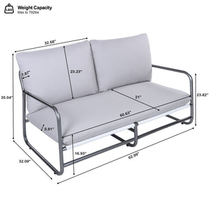 English Elm Outdoor Powder-coated Aluminum Loveseat with Thick Weather-resistant Cushions for Patio N768P422423W