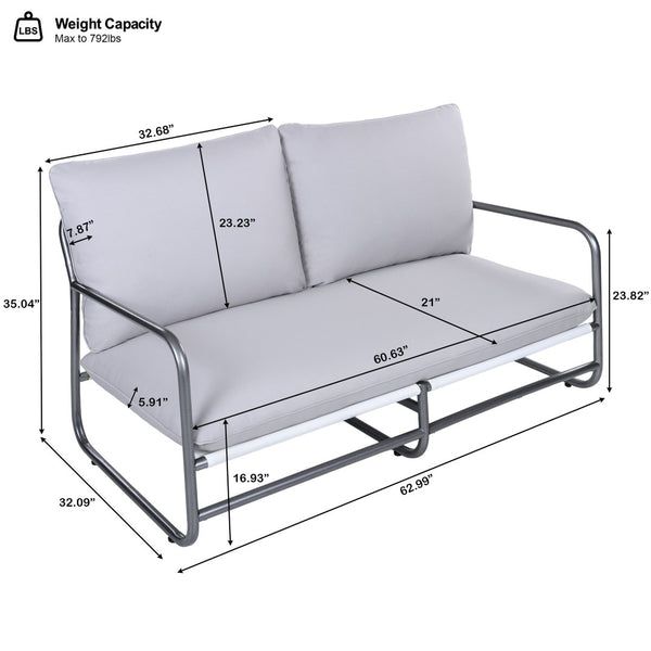 English Elm Outdoor Powder-coated Aluminum Loveseat with Thick Weather-resistant Cushions for Patio N768P422423W