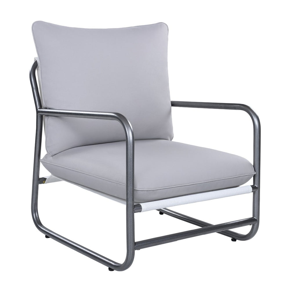 English Elm Outdoor Powder Coated Aluminum Armchair with Thick Weather Resistant Cushions for Patio N768P422424W