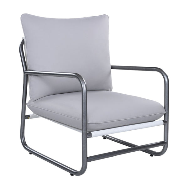 English Elm Outdoor Powder Coated Aluminum Armchair with Thick Weather Resistant Cushions for Patio N768P422424W