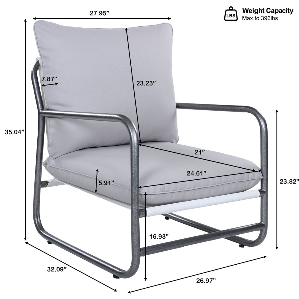 English Elm Outdoor Powder Coated Aluminum Armchair with Thick Weather Resistant Cushions for Patio N768P422424W