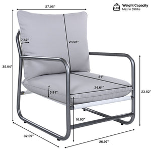 English Elm Outdoor Powder Coated Aluminum Armchair with Thick Weather Resistant Cushions for Patio N768P422424W