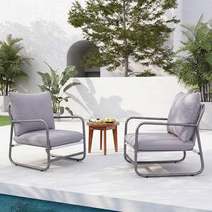 English Elm Outdoor Aluminum Patio Armchairs Set of Two with Thick Weather Resistant Cushions N768P422424W_2
