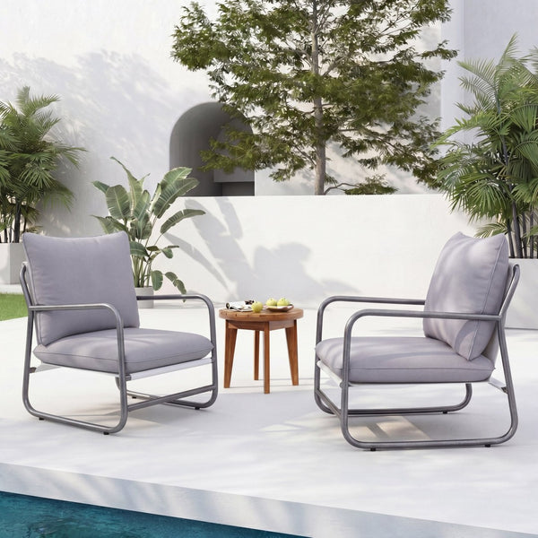 English Elm Outdoor Aluminum Patio Armchairs Set of Two with Thick Weather Resistant Cushions N768P422424W_2