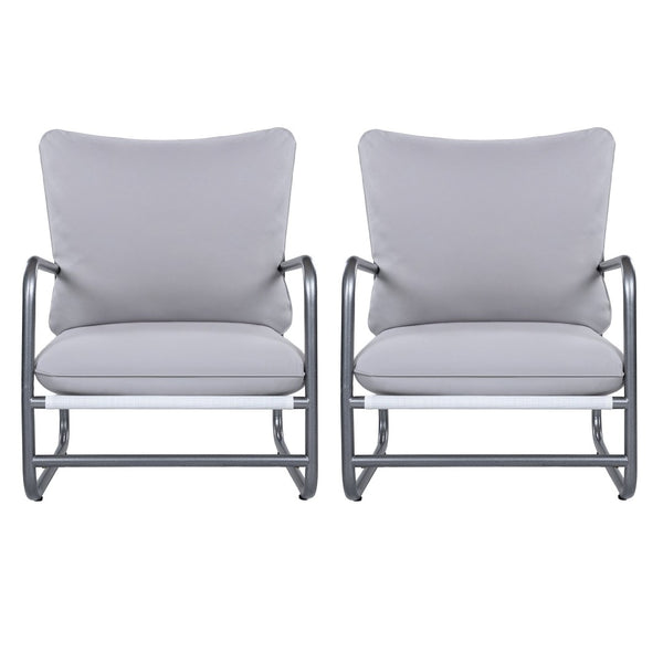 English Elm Outdoor Aluminum Patio Armchairs Set of Two with Thick Weather Resistant Cushions N768P422424W_2