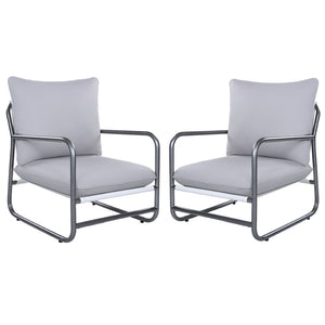 English Elm Outdoor Aluminum Patio Armchairs Set of Two with Thick Weather Resistant Cushions N768P422424W_2