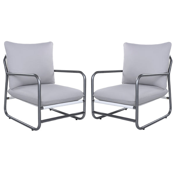English Elm Outdoor Aluminum Patio Armchairs Set of Two with Thick Weather Resistant Cushions N768P422424W_2