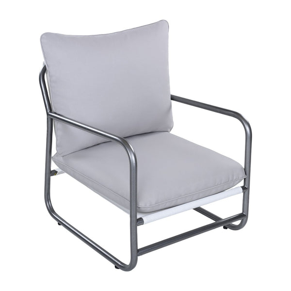 English Elm Outdoor Powder Coated Aluminum Armchair with Thick Weather Resistant Cushions for Patio N768P422424W