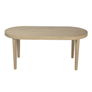 English Elm 70" Oval Solid Acacia Outdoor Dining Table Slatted Weatherproof Patio Design Seats Six Light Teak N768P426984L