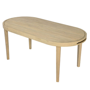 English Elm 70" Oval Solid Acacia Outdoor Dining Table Slatted Weatherproof Patio Design Seats Six Light Teak N768P426984L
