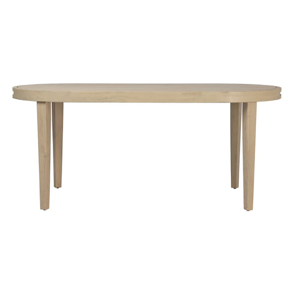 English Elm 70" Oval Solid Acacia Outdoor Dining Table Slatted Weatherproof Patio Design Seats Six Light Teak N768P426984L