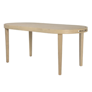 English Elm 70" Oval Solid Acacia Outdoor Dining Table Slatted Weatherproof Patio Design Seats Six Light Teak N768P426984L