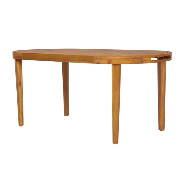 English Elm 70" Oval Solid Acacia Outdoor Dining Table Slatted Weatherproof Patio Design Seats Six Teak N768P426984T