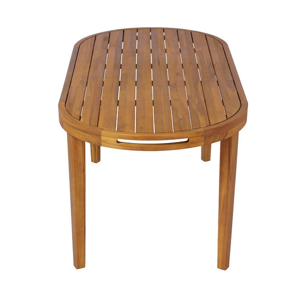 English Elm 70" Oval Solid Acacia Outdoor Dining Table Slatted Weatherproof Patio Design Seats Six Teak N768P426984T
