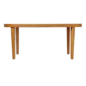English Elm 70" Oval Solid Acacia Outdoor Dining Table Slatted Weatherproof Patio Design Seats Six Teak N768P426984T