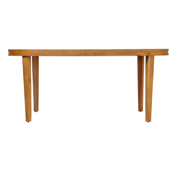 English Elm 70" Oval Solid Acacia Outdoor Dining Table Slatted Weatherproof Patio Design Seats Six Teak N768P426984T