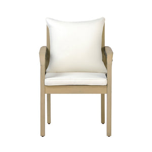 English Elm Outdoor Acacia Wood Patio Chairs Set of 2 with Woven Rope Arms and Cushions Light Teak / Dark Grey Rope / Cream Beige Cushion N768P426985L