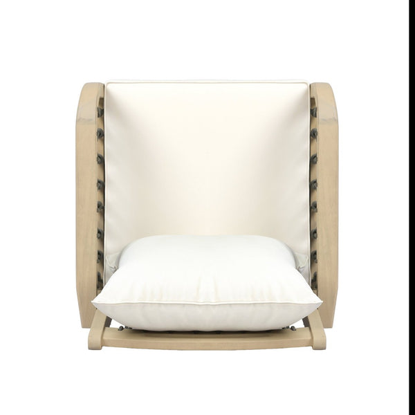 English Elm Outdoor Acacia Wood Patio Chairs Set of 2 with Woven Rope Arms and Cushions Light Teak / Dark Grey Rope / Cream Beige Cushion N768P426985L