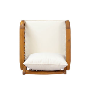 English Elm Outdoor Acacia Wood Patio Chairs Set of 2 with Woven Rope Arms and Cushions Teak / Oatmeal Rope / Cream Beige Cushion N768P426985T