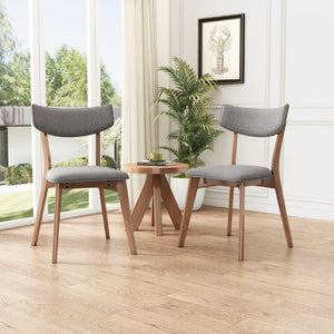 English Elm Caleb Mid-Century Rubberwood Dining Chairs with Curved Back and Foam Seat Set of 2 N768P428229D