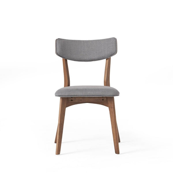 English Elm Caleb Mid-Century Rubberwood Dining Chairs with Curved Back and Foam Seat Set of 2 N768P428229D