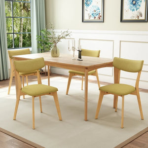 English Elm Mid Century Upholstered Dining Chairs Rubberwood Legs Padded Seat Set of 2 N768P428229G
